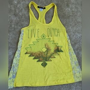 Yellow Live Dutch Tank Top with Lace Sides